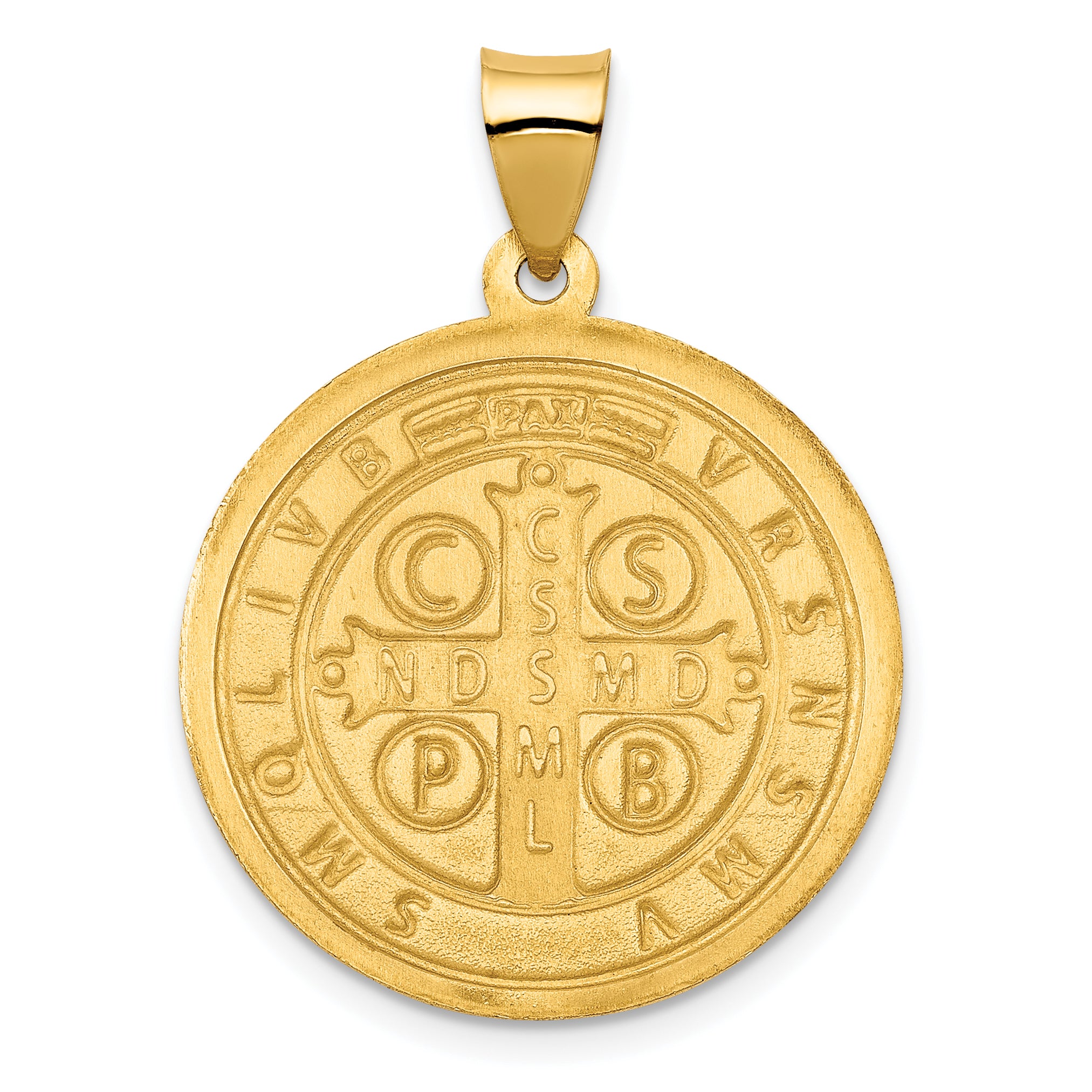 14K Polished & Satin St. Benedict Reversible Hollow Medal