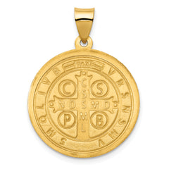 14K Polished & Satin St. Benedict Reversible Hollow Medal