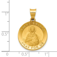 14K Polished & Satin St. Brigid Hollow Medal Pendant