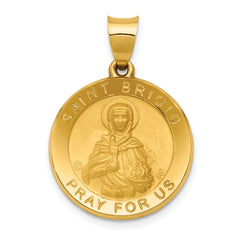 14K Polished/Satin St. Brigid Hollow Medal Pendant