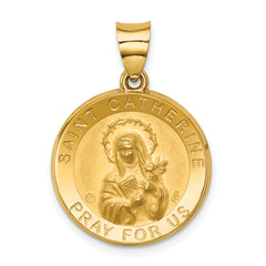 14K Polished/Satin St. Catherine Hollow Medal Pendant