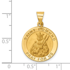 14k Hollow Polished/Satin Round St. Edmund Medal