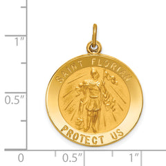 14k Solid Polished/Satin Round St. Florian Medal