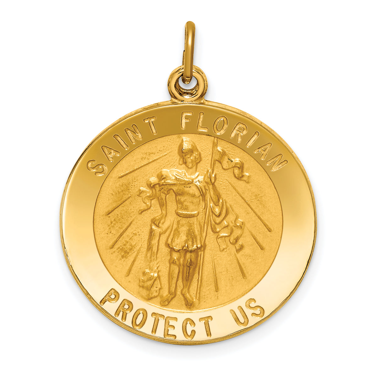 14k Solid Polished/Satin Round St. Florian Medal