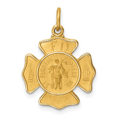 14k Solid Polished/Satin Small St. Florian Fire Dept. Badge Medal