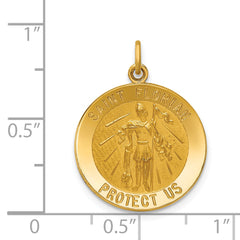 14k Solid Polished/Satin Medium St. Florian Medal