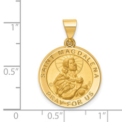 14k Hollow Polished/Satin Round St. Magdalena Medal