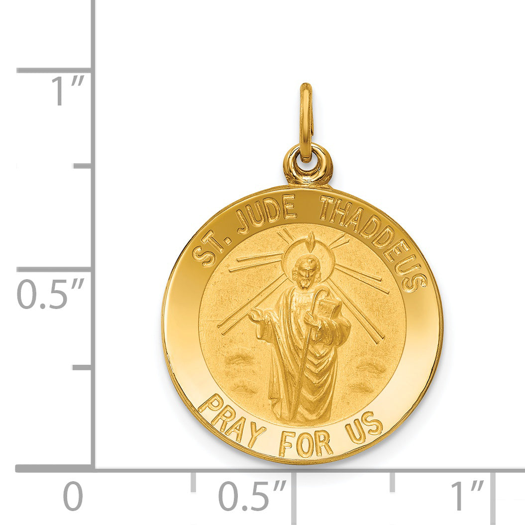 14k Solid Polished/Satin Small Round St. Jude Thaddeus Medal