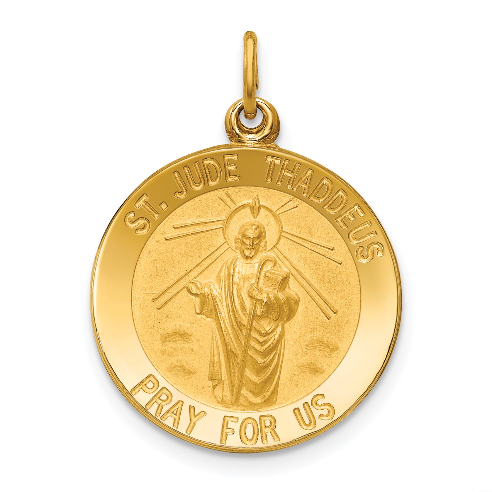 14k Solid Polished/Satin Small Round St. Jude Thaddeus Medal