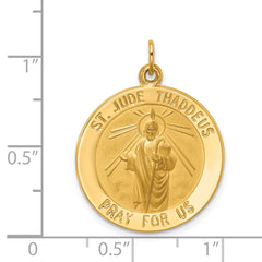 14k Solid Polished/Satin Medium Round St. Jude Thaddeus Medal