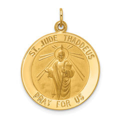 14k Solid Polished/Satin Medium Round St. Jude Thaddeus Medal