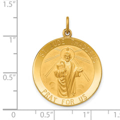 14k Solid Polished/Satin Large Round St. Jude Thaddeus Medal