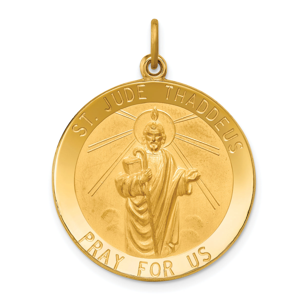 14k Solid Polished/Satin Large Round St. Jude Thaddeus Medal