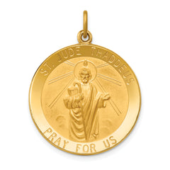 14k Solid Polished/Satin Large Round St. Jude Thaddeus Medal