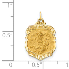 14k Solid Polished/Satin Small St. Michael Badge Medal