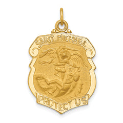 14k Solid Polished/Satin Large St. Michael Badge Medal