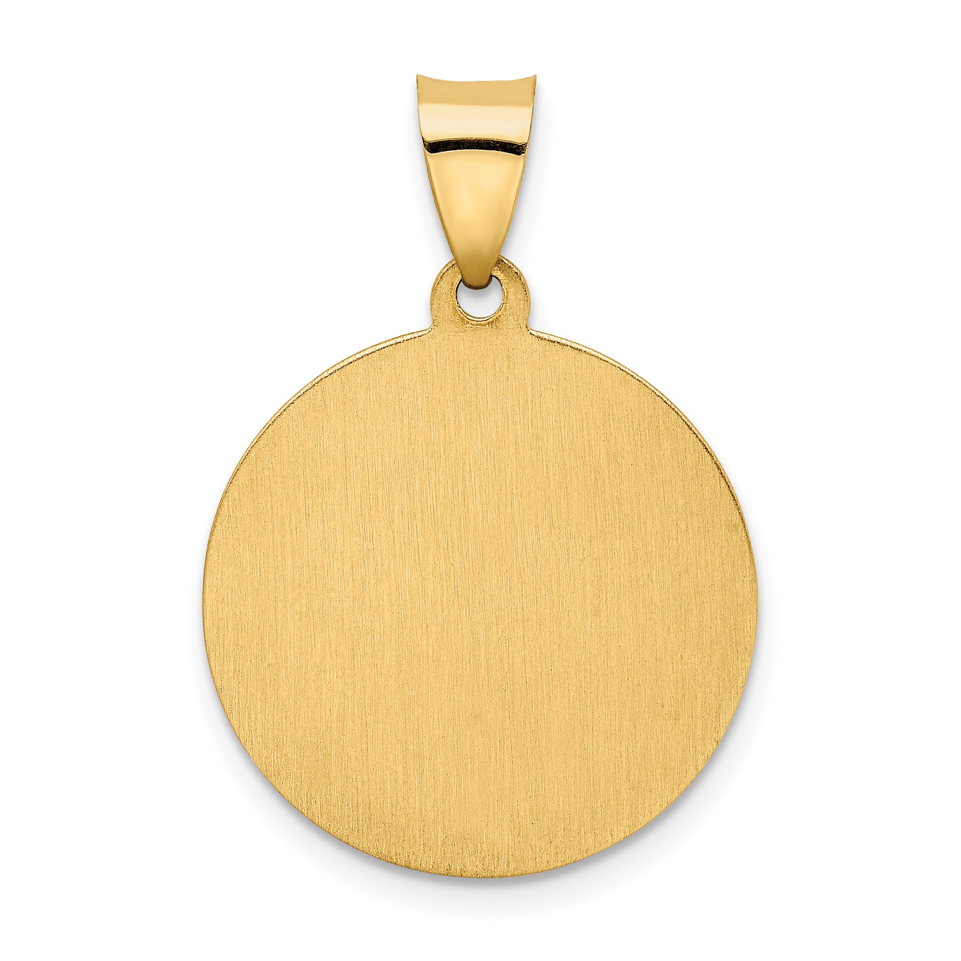 14k Hollow Polished/Satin Round Spanish San Miguel Medal