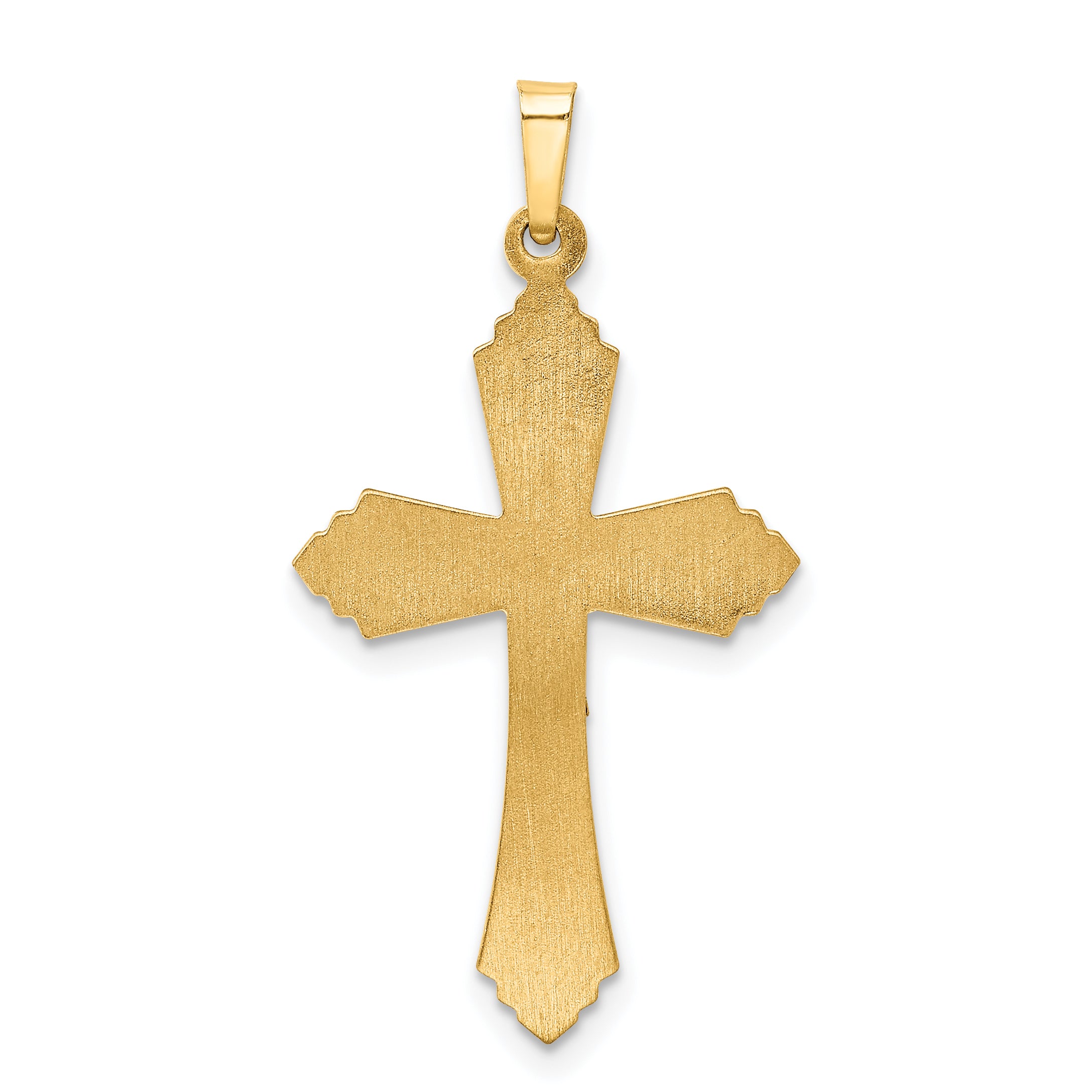 14k Two-tone Hollow Polished Fleur de Lis Crucifix