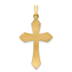 14k Two-tone Hollow Polished Fleur de Lis Crucifix