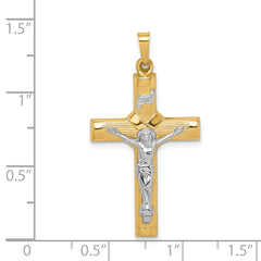 14k Two-tone Hollow Polished Center X Crucifix