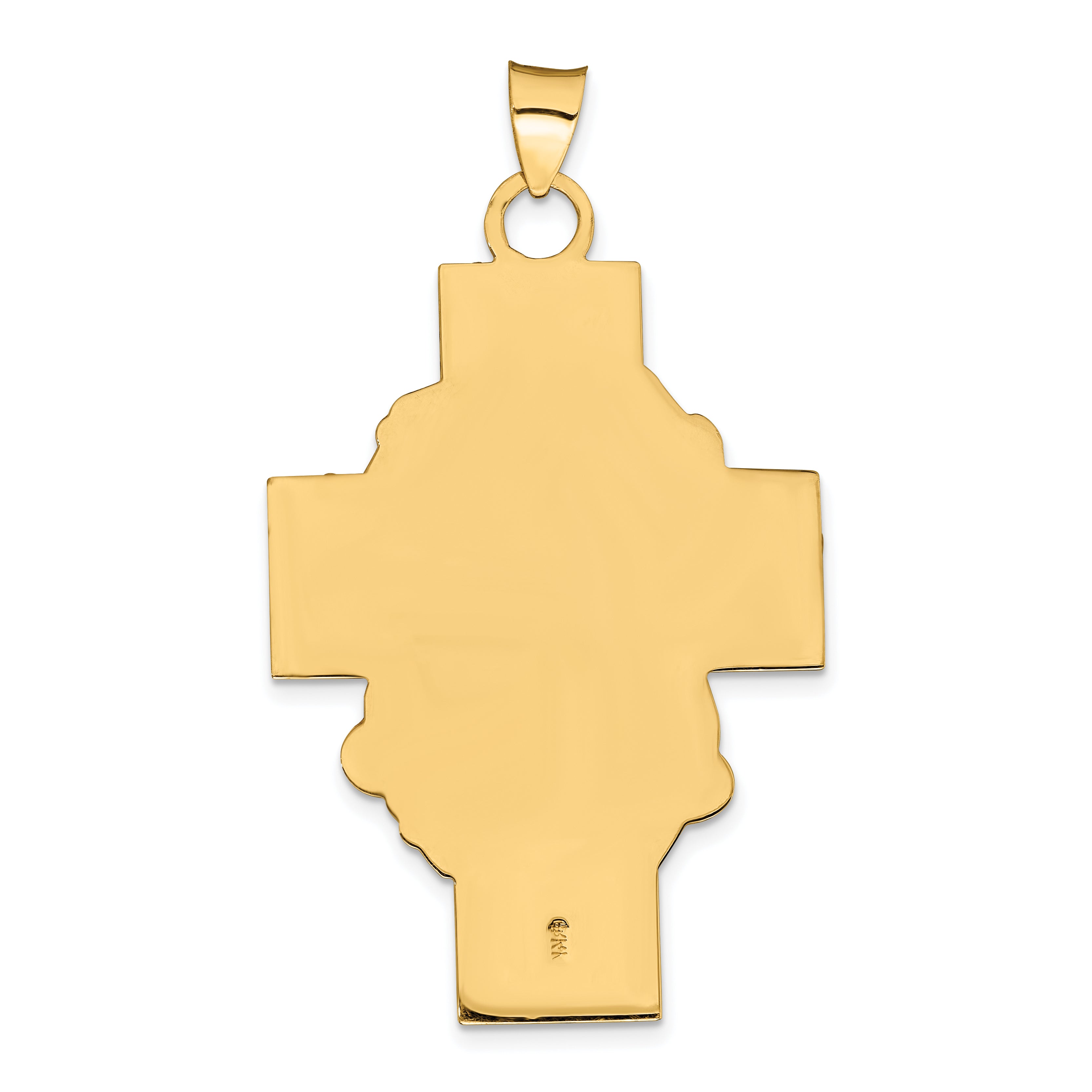 14k Hollow Polished/Satin Jesus Cross Medal