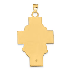 14k Hollow Polished/Satin Jesus Cross Medal