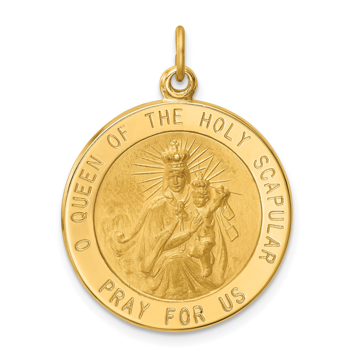 14K Solid Large Queen Of Holy Scapular Reversible Medal