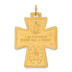 14k Solid Polished/Satin Large 4-Way Medal Cross