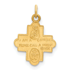 14k Solid Satin Small 4-Way Medal