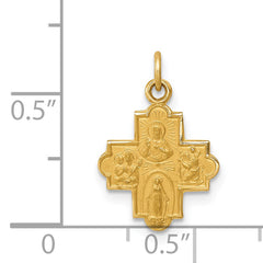 14k Solid Satin Small 4-Way Medal