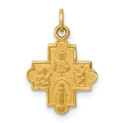 14k Solid Satin Small 4-Way Medal