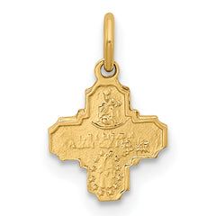 14k Solid Polished Tiny 4-Way Medal