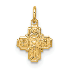 14k Solid Polished Tiny 4-Way Medal