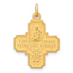 14k Solid Polished/Satin Small 4-Way Medal