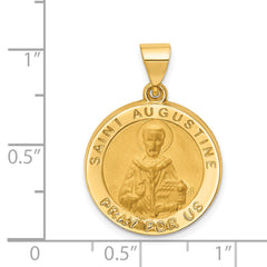 14k Hollow Polished/Satin Round St. Augustine Medal