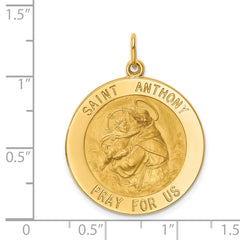 14k Solid Polished/Satin Large Round St. Anthony Medal