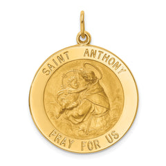 14k Solid Polished/Satin Large Round St. Anthony Medal