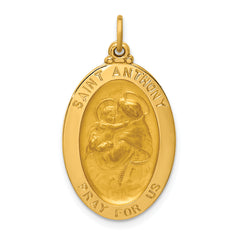 14k Solid Polished/Satin Oval St. Anthony Medal