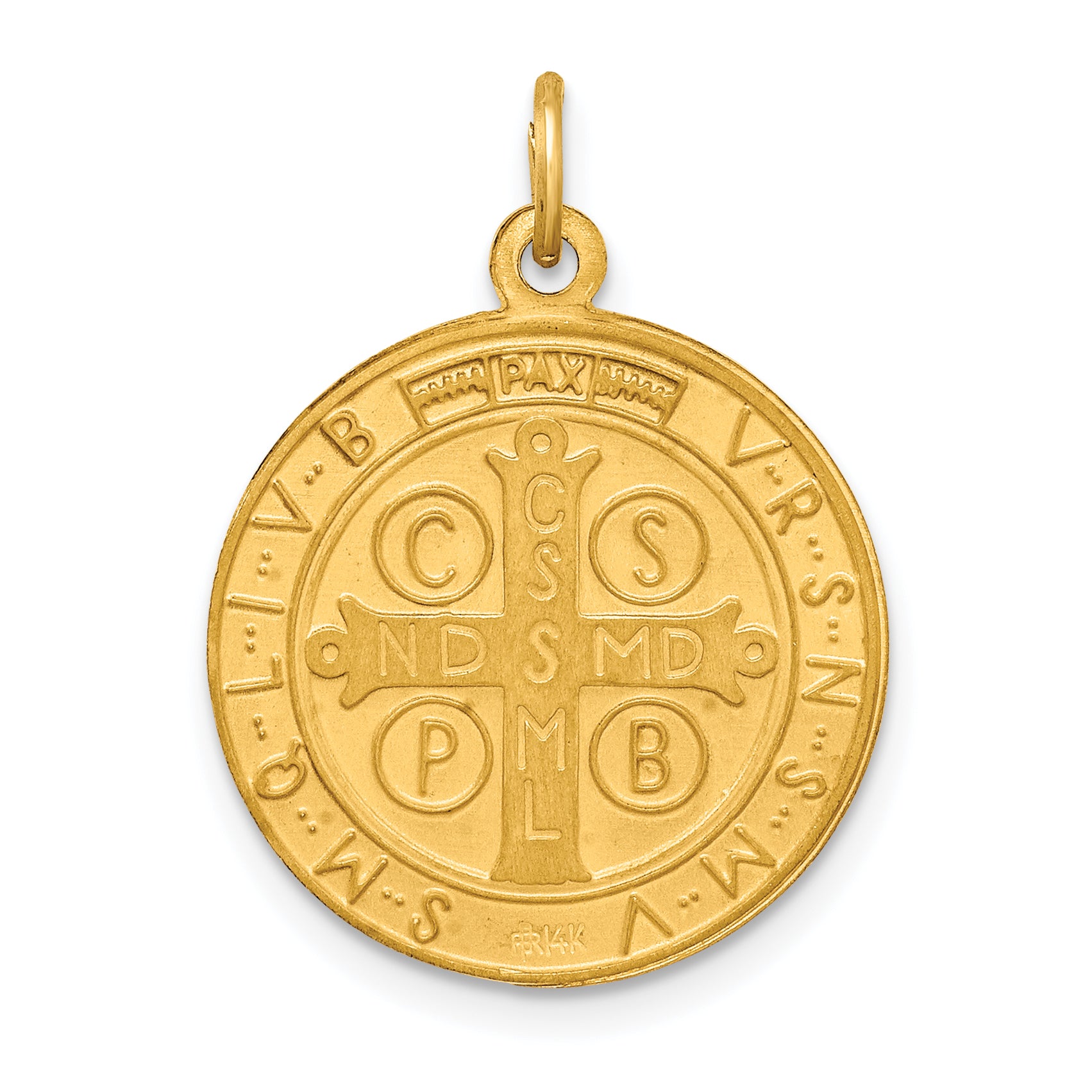 14k Solid Polished/Satin Round Reversible St. Benedict Medal