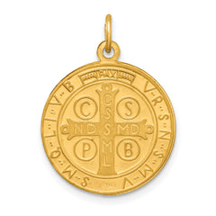 14k Solid Polished/Satin Round Reversible St. Benedict Medal