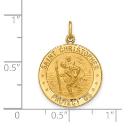 14k Solid Polished/Satin Small Round St. Christopher Medal