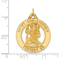 14k Solid Polished/Satin Round Cut-out St. Christopher Medal