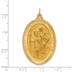 14K Solid Polished/Satin Beaded Edge St. Christopher Medal