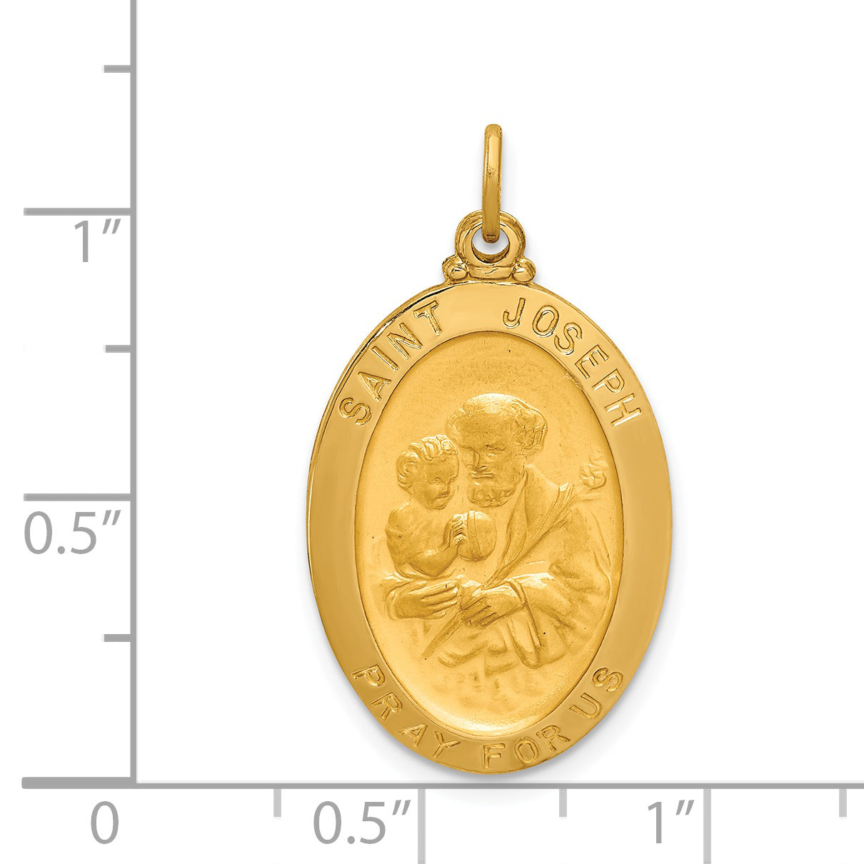 14k Solid Polished/Satin Oval St. Joseph Medal