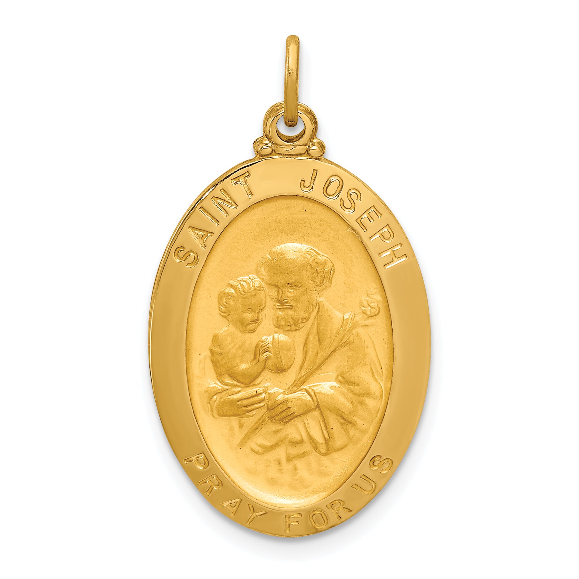 14k Solid Polished/Satin Oval St. Joseph Medal