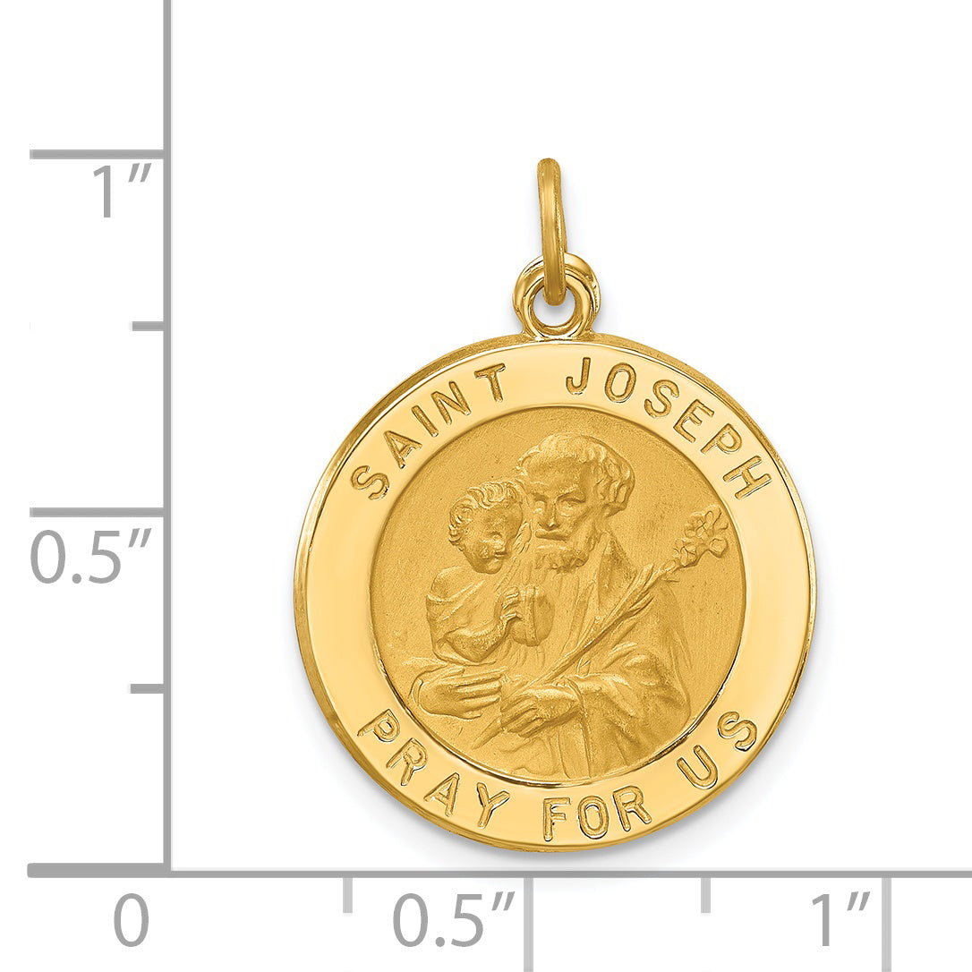 14k Solid Polished/Satin Small Round St. Joseph Medal