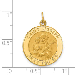 14k Solid Polished/Satin Small Round St. Joseph Medal