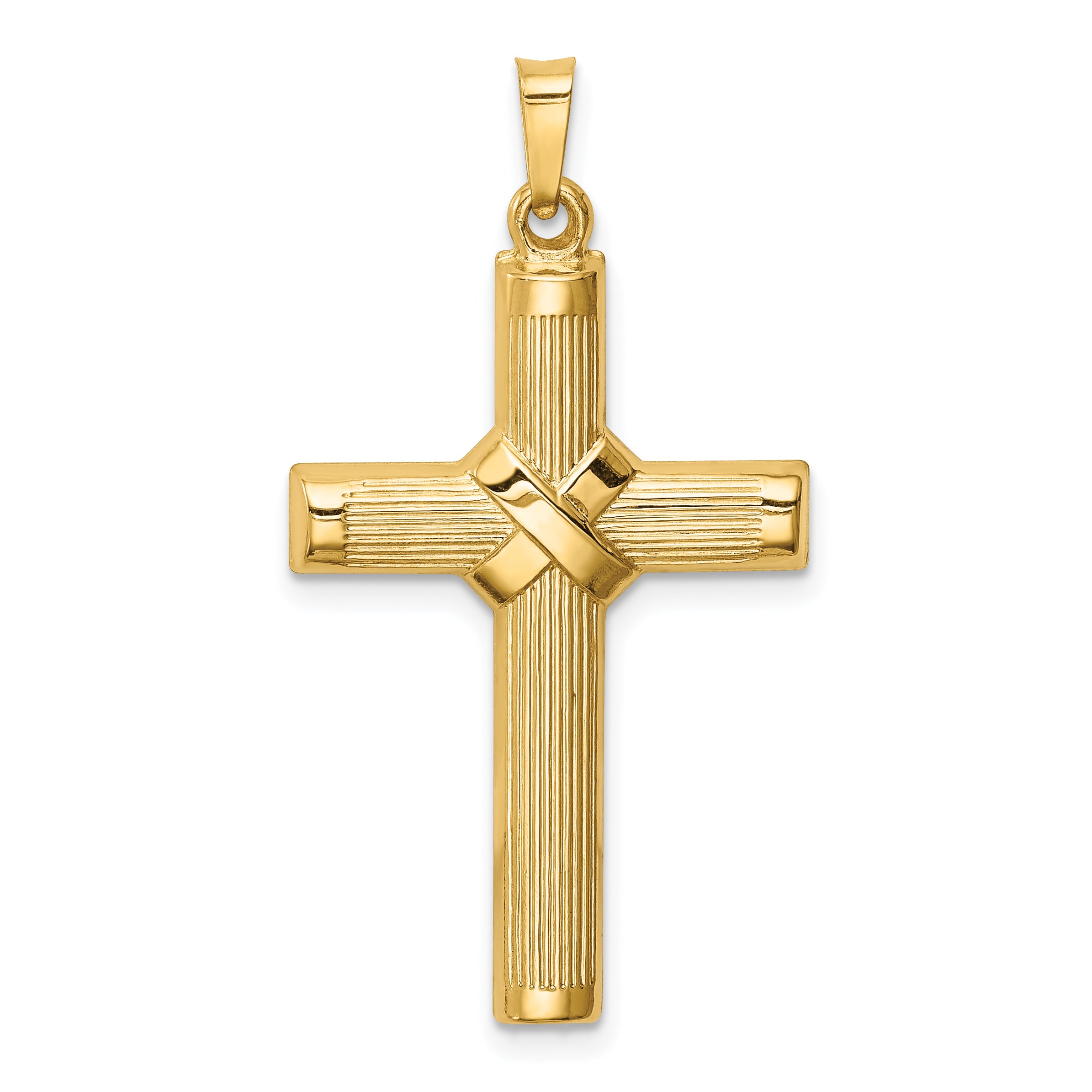 14k Hollow Polished Center X Cross