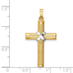 14k Hollow Polished Rhodium Center X Cross