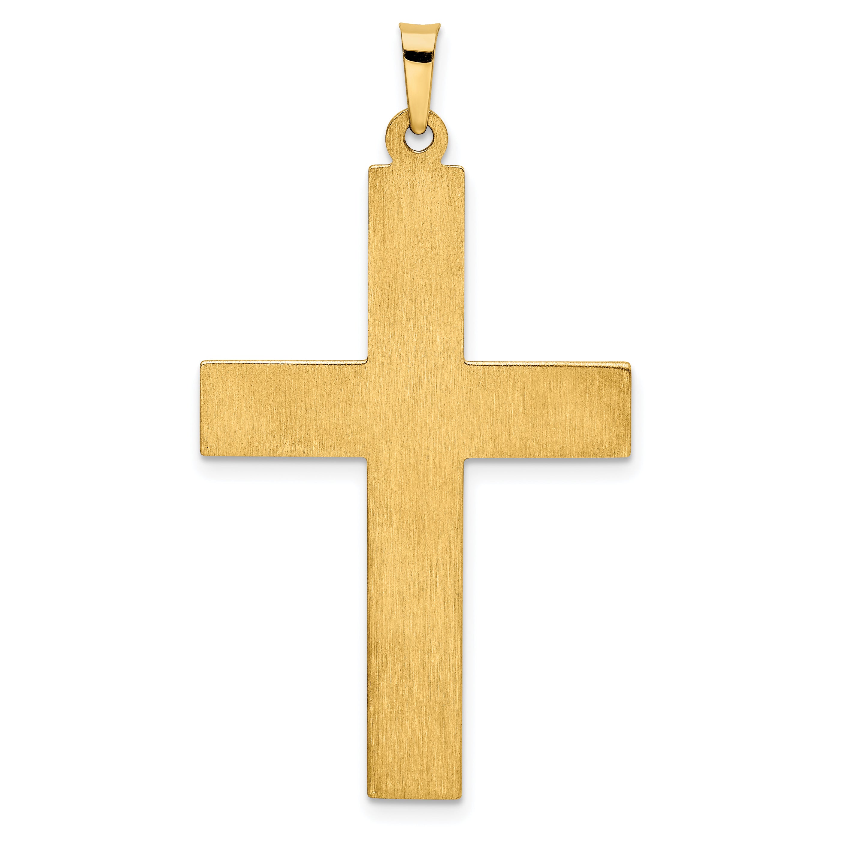 14k Hollow Polished Stripe Design Latin Cross